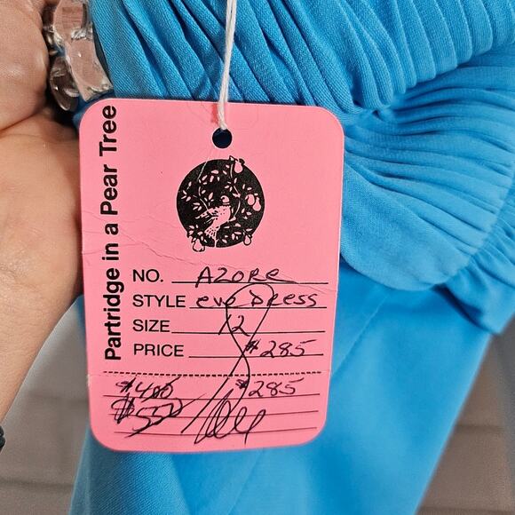 Scala Blue Crisscross Bejeweled Gown - Picture 7 of 7